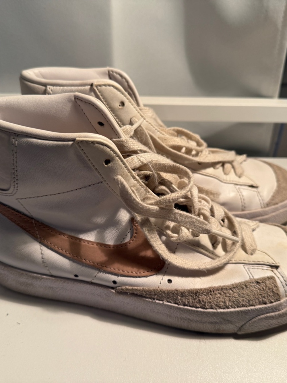 Nike Mid-Top Sneakers with Metallic Rose Swoosh